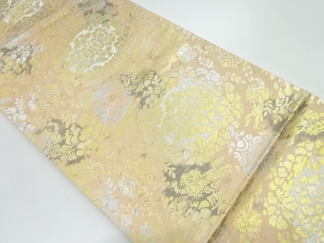 華紋に草花・獣模様織出し袋帯